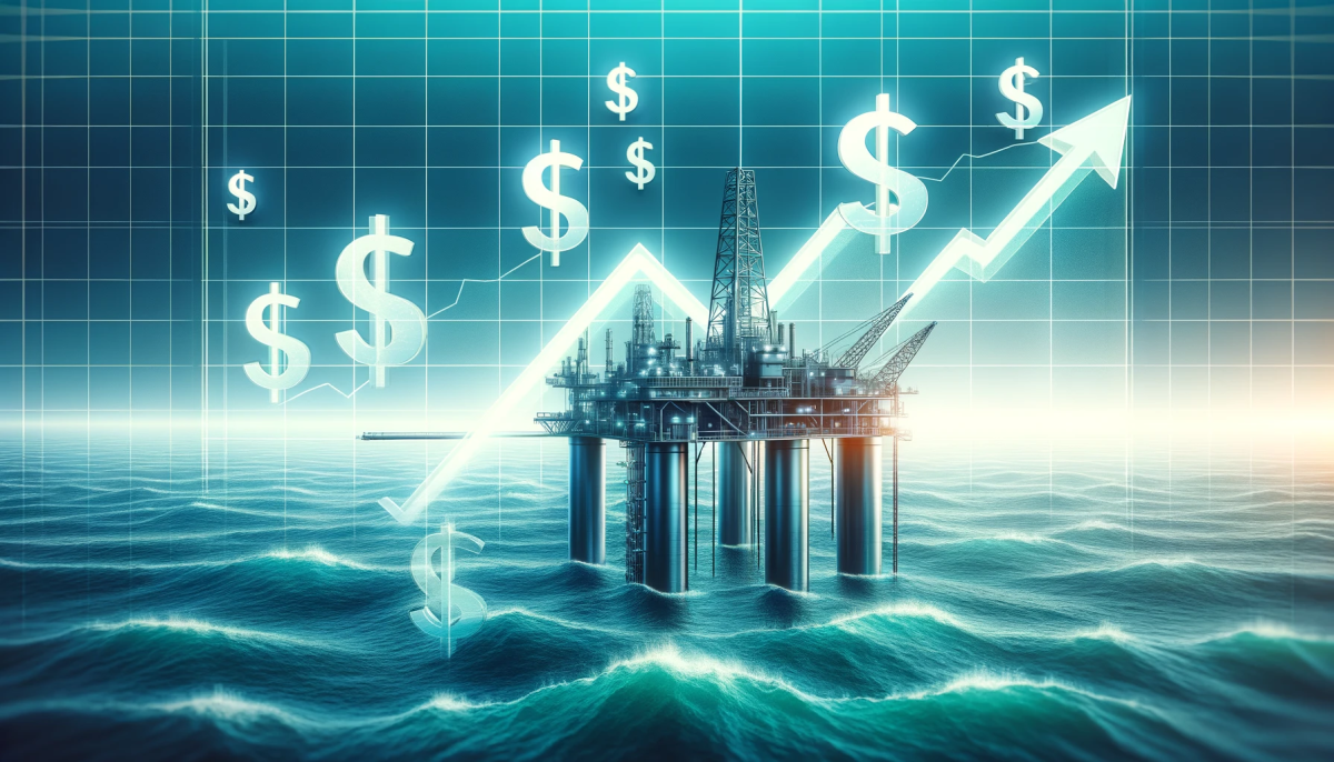 Offshore Rig Ownership Rethink The Rising Trend Of Rig Ownership Among HMLUDo4N DALL.E 2024 04 26 10.27.23 A Rectangular Image Depicting An Offshore Oil Rig In The Foreground Set Against An Open Ocean. In The Background Theres A Large Semi Transparent G 1200x686