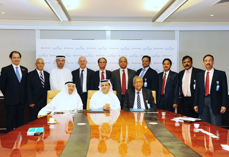 Dolphin Energy's General Managers in the UAE and Qatar, Ibrahim Ahmed Al Ansaari, Mr Adel Ahmed Albuainain are pictured with Larsen & Toubro's CEO and Dolphin Energy's General Managers in the UAE and Qatar, Ibrahim Ahmed Al Ansaari, Mr Adel Ahmed Albuainain are pictured with Larsen & Toubro's CEO and