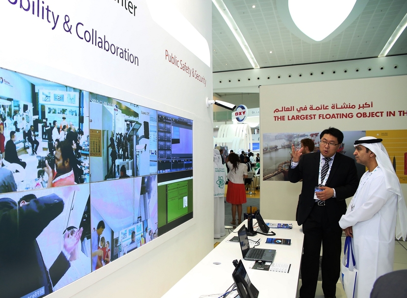 Huawei expert showcases an innovative piece of technology at the company's stand at ADIPEC. Huawei expert showcases an innovative piece of technology at the company's stand at ADIPEC.