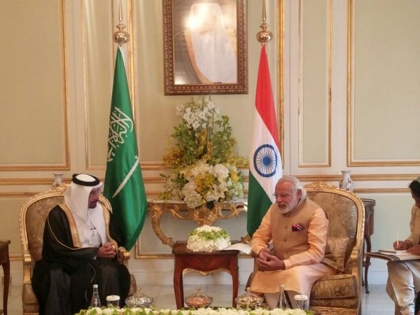 Indian Prime Minister Narendra Modi with Saudi Aramco chairman Khalid Al Falih in Riyadh on April 3. Indian Prime Minister Narendra Modi with Saudi Aramco chairman Khalid Al Falih in Riyadh on April 3.