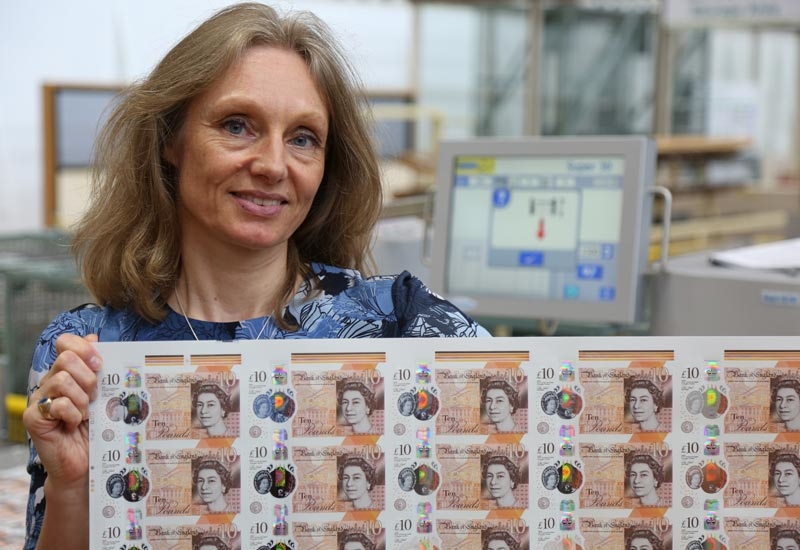 Victoria Cleland, Chief Cashier, Bank of England, with the new £10 polymer note. (Image courtesy: Bank of England) Victoria Cleland, Chief Cashier, Bank of England, with the new £10 polymer note. (Image courtesy: Bank of England)