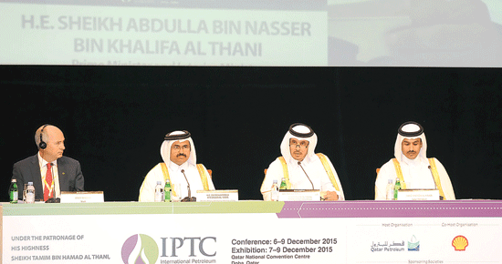 Prime Minister and Interior Minister Sheikh Abdullah bin Nasser bin Khalifa Al Thani (second from right), Minister of Energy and Industry H E Dr Mohammed bin Saleh Al Sada (second from left). Prime Minister and Interior Minister Sheikh Abdullah bin Nasser bin Khalifa Al Thani (second from right), Minister of Energy and Industry H E Dr Mohammed bin Saleh Al Sada (second from left).