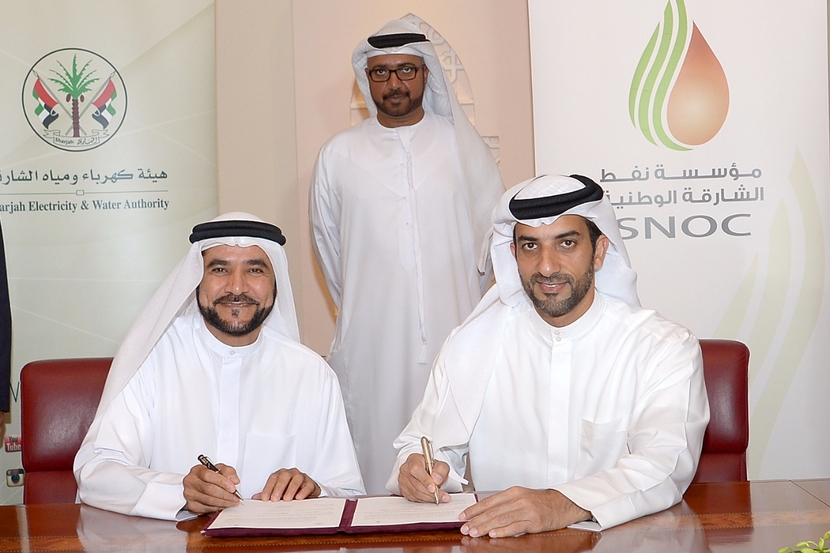(Left to right) Dr Rashid Alleem, chairman of SEWA with Sheikh Sultan Bin Ahmed Al Qasimi, deputy chairman of the Supreme Petroleum Council and President of SNOC while signing the agreement in May. (Left to right) Dr Rashid Alleem, chairman of SEWA with Sheikh Sultan Bin Ahmed Al Qasimi, deputy chairman of the Supreme Petroleum Council and President of SNOC while signing the agreement in May.
