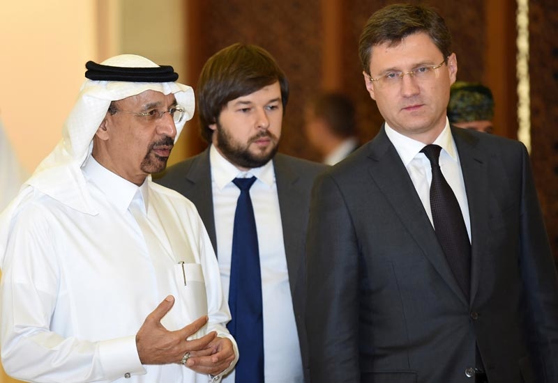 HE Khalid Al-Falih (left), minister of energy, industry, and mineral resources, Saudi Arabia, and chairman, Saudi Aramco, walks alongside Alexander Novak (right), Russian energy minister, during their meeting in Riyadh, Saudi Arabia, on 23 October 2016. (Image courtesy: FAYEZ NURELDINE/AFP/Getty Images) HE Khalid Al-Falih (left), minister of energy, industry, and mineral resources, Saudi Arabia, and chairman, Saudi Aramco, walks alongside Alexander Novak (right), Russian energy minister, during their meeting in Riyadh, Saudi Arabia, on 23 October 2016. (Image courtesy: FAYEZ NURELDINE/AFP/Getty Images)