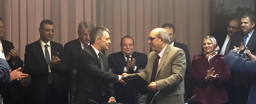 A photo from the contract signing ceremony. A photo from the contract signing ceremony.