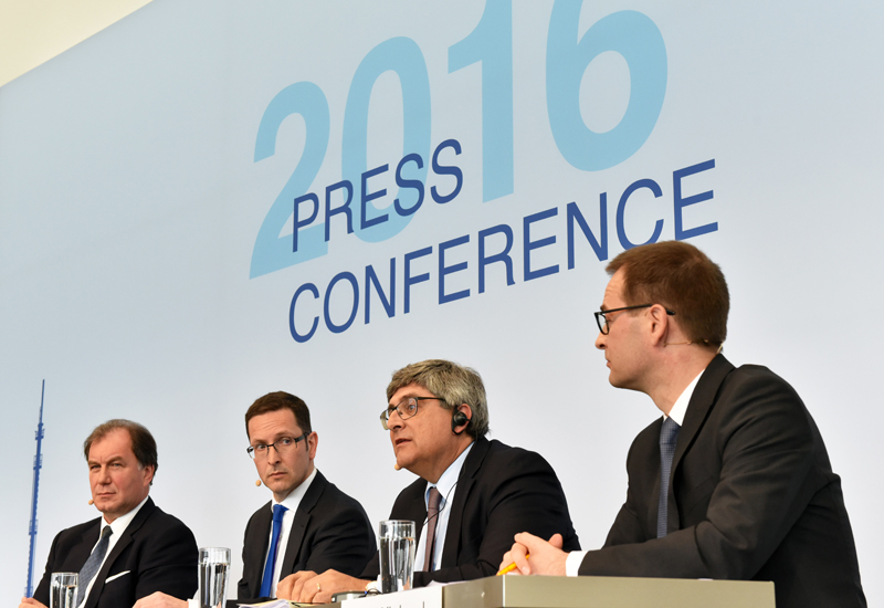 Wintershall's management team addressing the press conference in Kassel, Germany on April 7. Wintershall's management team addressing the press conference in Kassel, Germany on April 7.