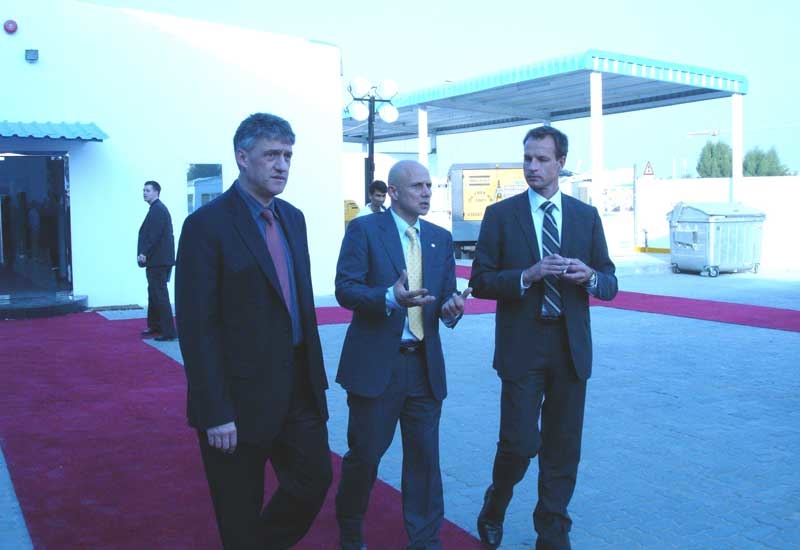 Emile Bado (centre), regional GM, Atlas Copco, Horst Wasel (left), president, Atlas Copco Speciality Rental Division and the Swedish Ambassador to UAE Emile Bado (centre), regional GM, Atlas Copco, Horst Wasel (left), president, Atlas Copco Speciality Rental Division and the Swedish Ambassador to UAE