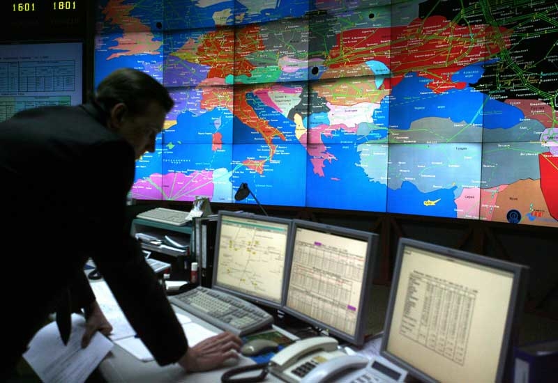 A Russian Gazprom employee works at the central control room of the Gazprom headquarters in Moscow. (GETTY IMAGES) A Russian Gazprom employee works at the central control room of the Gazprom headquarters in Moscow. (GETTY IMAGES)
