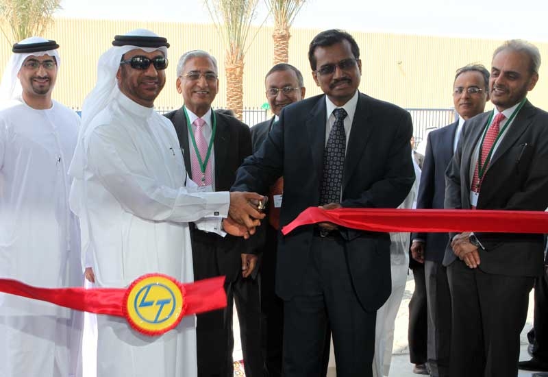 (L-R) Ibrahim Al Janahi, deputy CEO, Jebel Ali Free Zone Area and Indian Ambassador to the UAE, M. K. Lokesh open the new L&T facility. (L-R) Ibrahim Al Janahi, deputy CEO, Jebel Ali Free Zone Area and Indian Ambassador to the UAE, M. K. Lokesh open the new L&T facility.