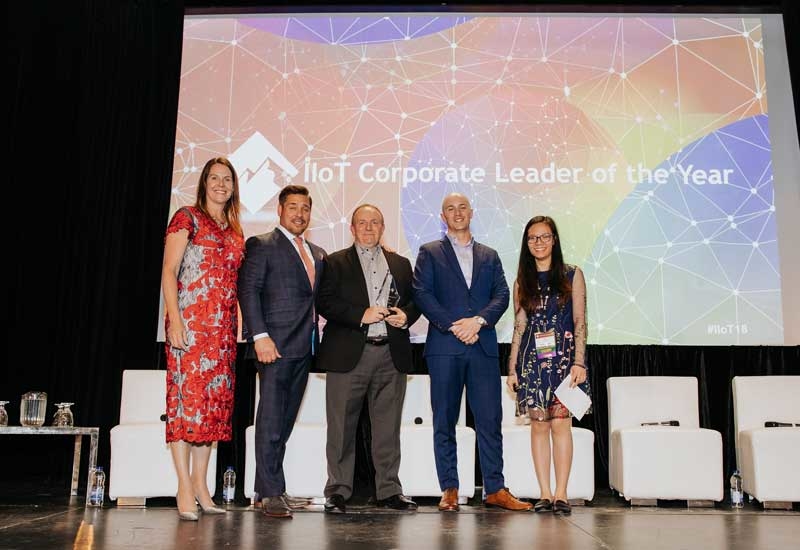Emersons CTO Peter Zornio, third from left, accepts the McRock Capital IIoT Corporate Leader of the Year award on behalf of the company from the McRock Capital team, including, from left to right, co-founders and managing partners Whitney Rockley and Scott McDonald, principal Jeremy Gilman and associate Ha Nguyen at the firms IIoT Symposium. Emersons CTO Peter Zornio, third from left, accepts the McRock Capital IIoT Corporate Leader of the Year award on behalf of the company from the McRock Capital team, including, from left to right, co-founders and managing partners Whitney Rockley and Scott McDonald, principal Jeremy Gilman and associate Ha Nguyen at the firms IIoT Symposium.
