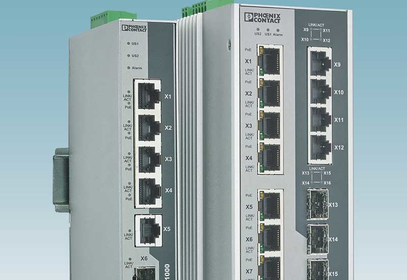 The new unmanaged and managed switches from Phoenix Contact are suited for harsh ambient conditions in applications such as video monitoring, machine automation, and building automation. The new unmanaged and managed switches from Phoenix Contact are suited for harsh ambient conditions in applications such as video monitoring, machine automation, and building automation.