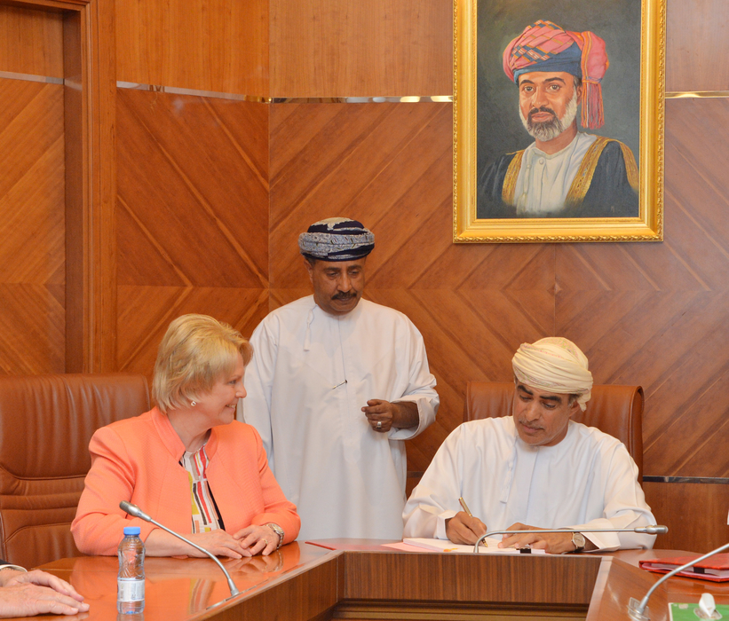 Occidental President and CEO Vicki Hollub signs an exploration and production sharing agreement with Oman Oil and Gas Minister Dr. Mohammed bin Hamad Al Rumhy Occidental President and CEO Vicki Hollub signs an exploration and production sharing agreement with Oman Oil and Gas Minister Dr. Mohammed bin Hamad Al Rumhy