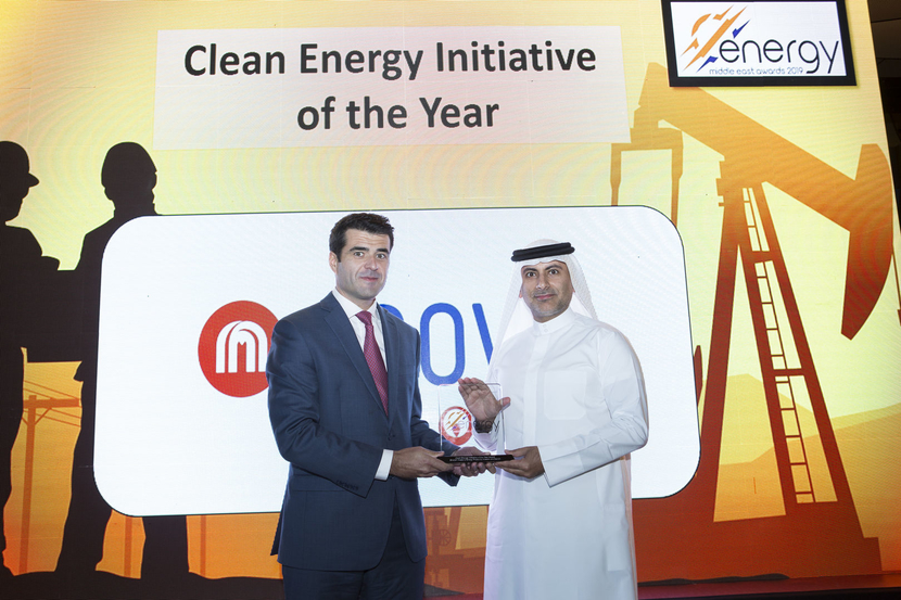 Francisco Ramalheira (left), director – business development and marketing, Enova, presents the Clean Energy Initiative of the Year Award won by Masdar and bee'ah for the Sharjah Waste to Energy Project to Khaled Al Huraimel, group CEO, bee’ah, at the 2019 Middle East Energy Awards. Francisco Ramalheira (left), director – business development and marketing, Enova, presents the Clean Energy Initiative of the Year Award won by Masdar and bee'ah for the Sharjah Waste to Energy Project to Khaled Al Huraimel, group CEO, bee’ah, at the 2019 Middle East Energy Awards.