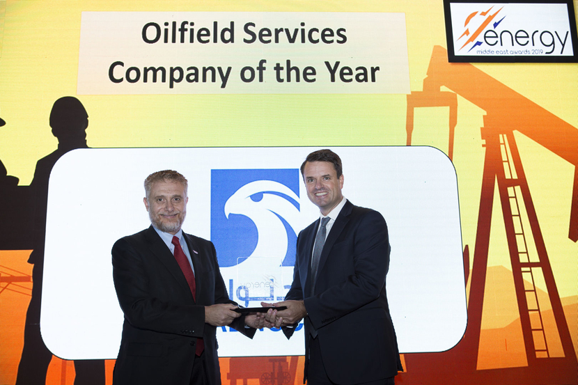 Mark Halley Liebster (right), vice president, investment planning, ADNOC, presents the Oilfield Services Company of the Year Award won by Halliburton to Ahmed Kenawi, senior vice president, MENA region, Halliburton, at the 2019 Middle East Energy Awards. Mark Halley Liebster (right), vice president, investment planning, ADNOC, presents the Oilfield Services Company of the Year Award won by Halliburton to Ahmed Kenawi, senior vice president, MENA region, Halliburton, at the 2019 Middle East Energy Awards.