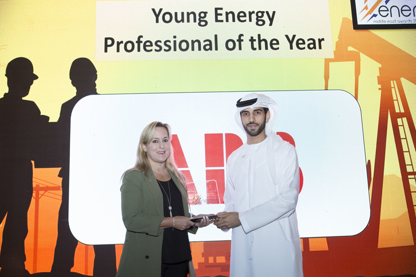 Helal Suhail Al Mazrouei (right), petrochemicals analyst, Mubadala Investment Company, receives the Young Energy Professional of the Year Award from Birgit Gross, HR Manager, ABB, at the 2019 Middle East Energy Awards. Helal Suhail Al Mazrouei (right), petrochemicals analyst, Mubadala Investment Company, receives the Young Energy Professional of the Year Award from Birgit Gross, HR Manager, ABB, at the 2019 Middle East Energy Awards.